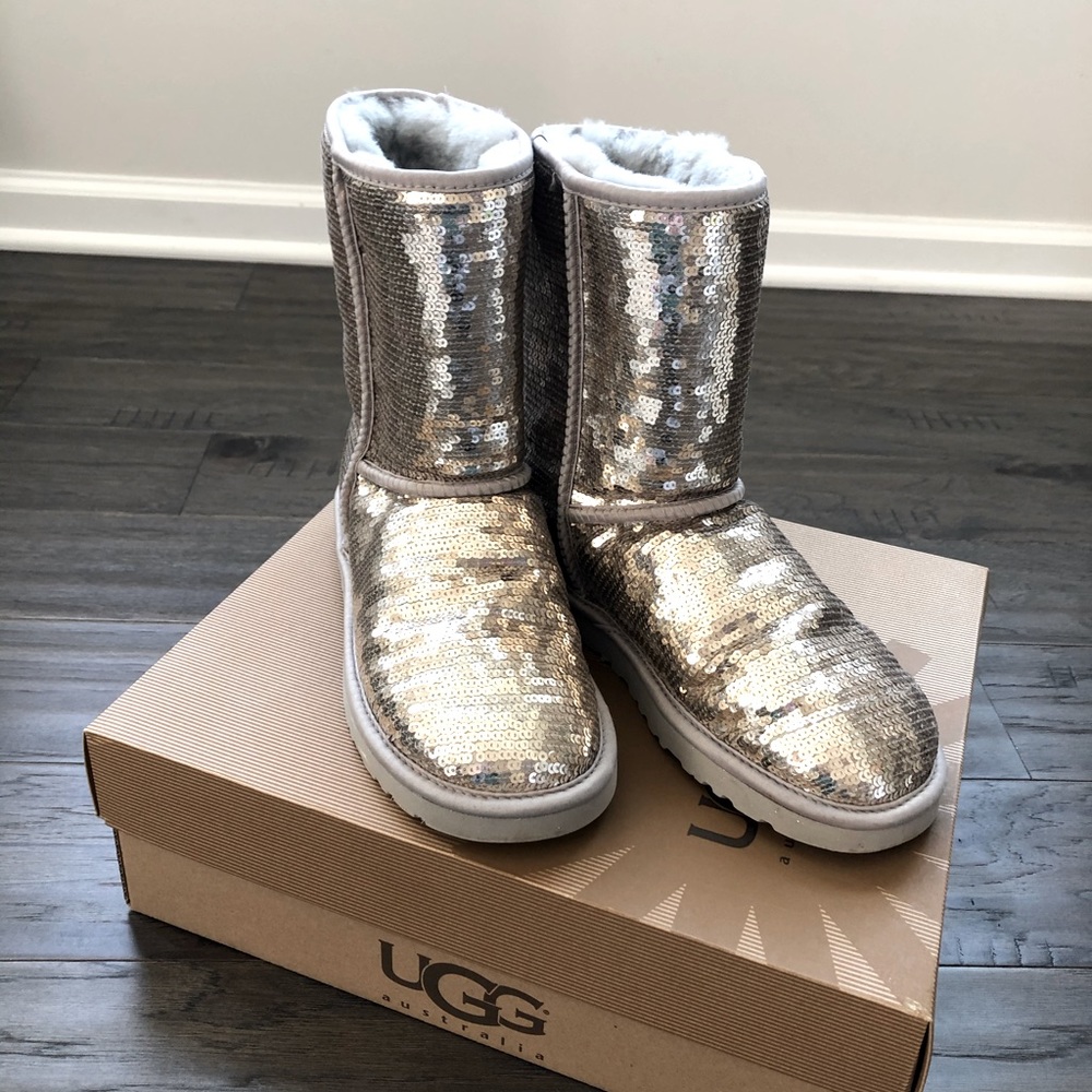 Silver sequin UGGs